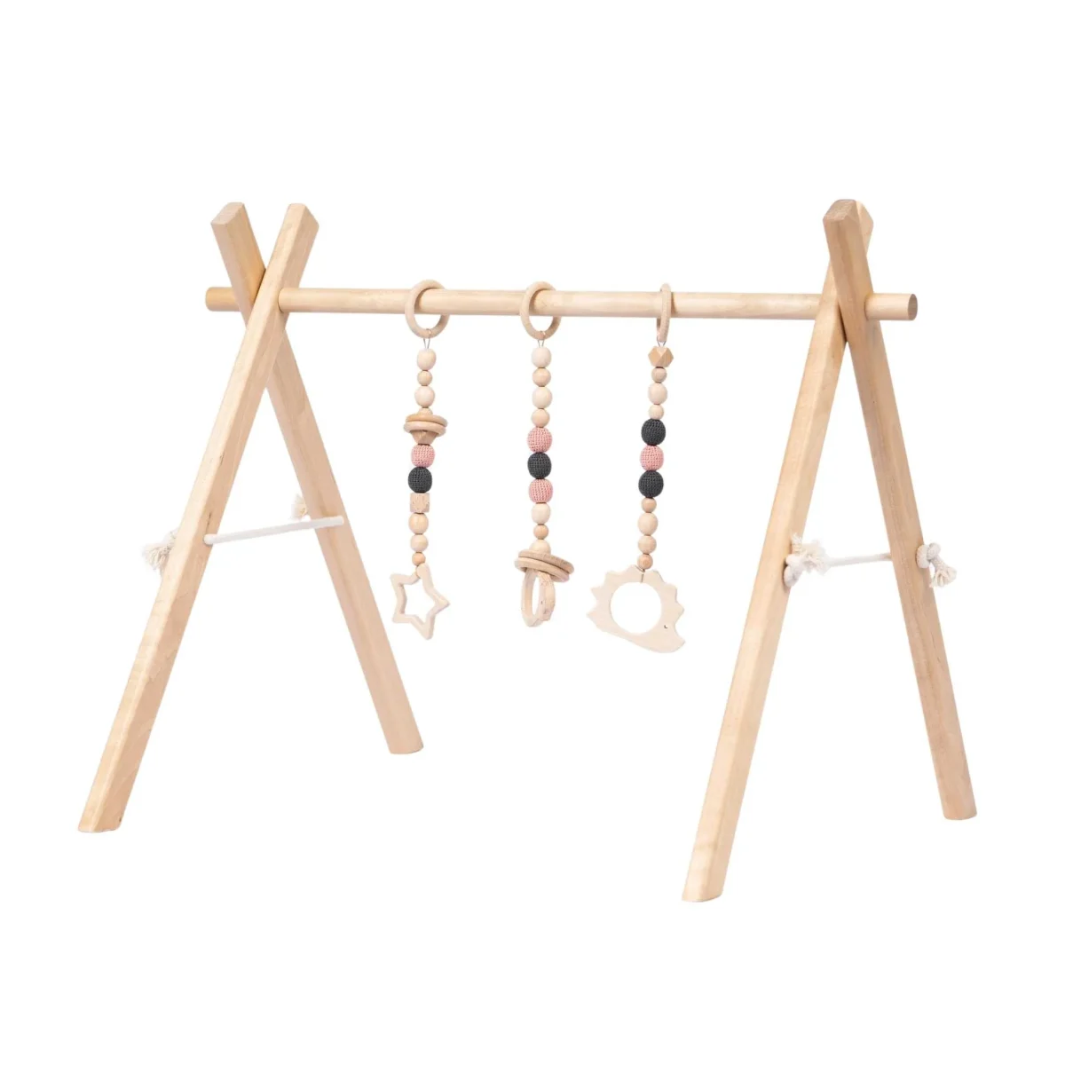 Wooden Baby Gym with Pink Toy Set