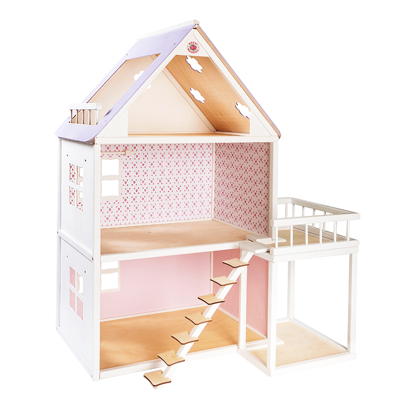 Wooden Dollhouse Balcony, White or Pink, photo 2