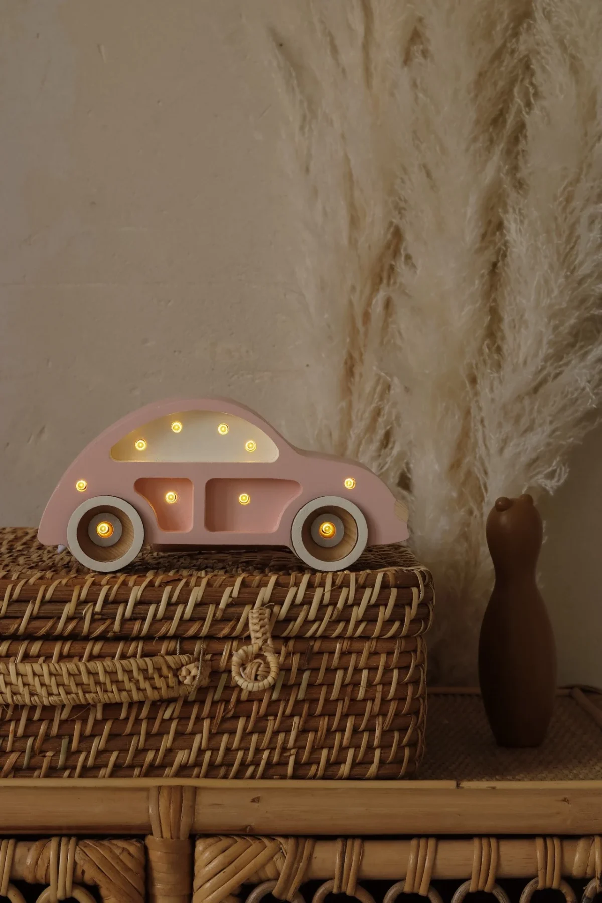 Little Lights Beetle Car Mini — Wooden Night Light — Pink