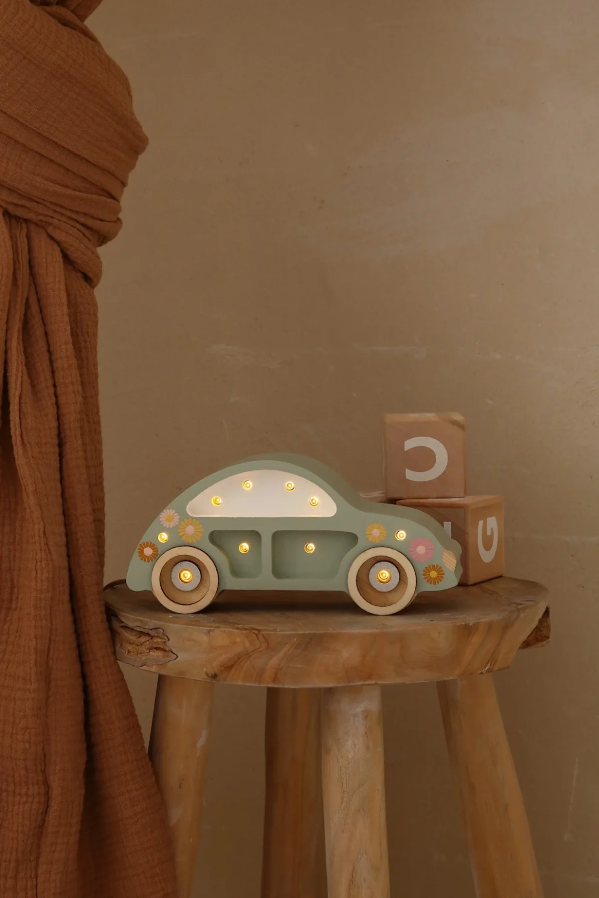 Little Lights Beetle Car Mini — Wooden Night Light — Blue