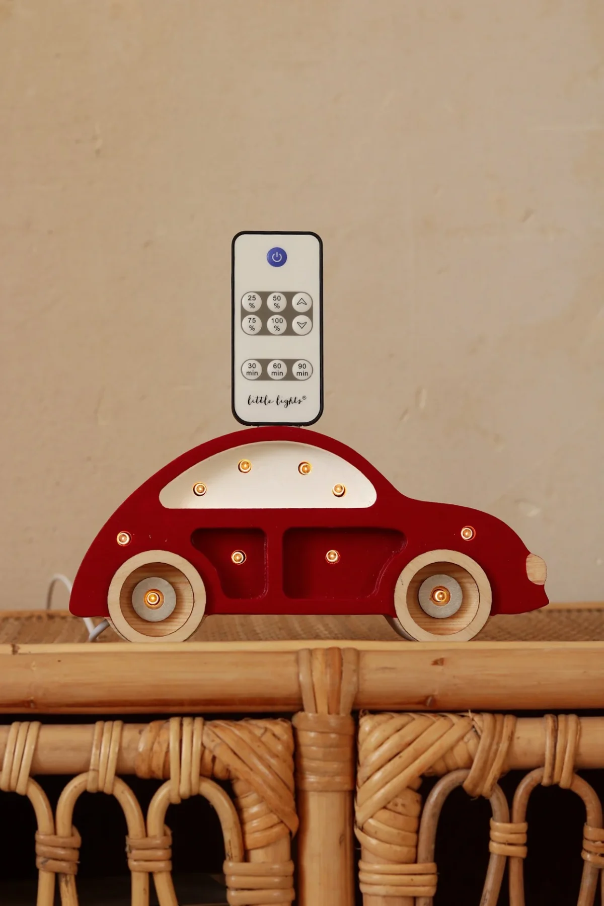 Little Lights Beetle Car Mini — Wooden Night Light — Red