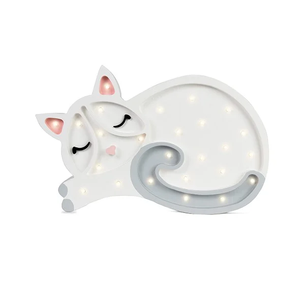Little Lights Cat — Wooden Night Light — White