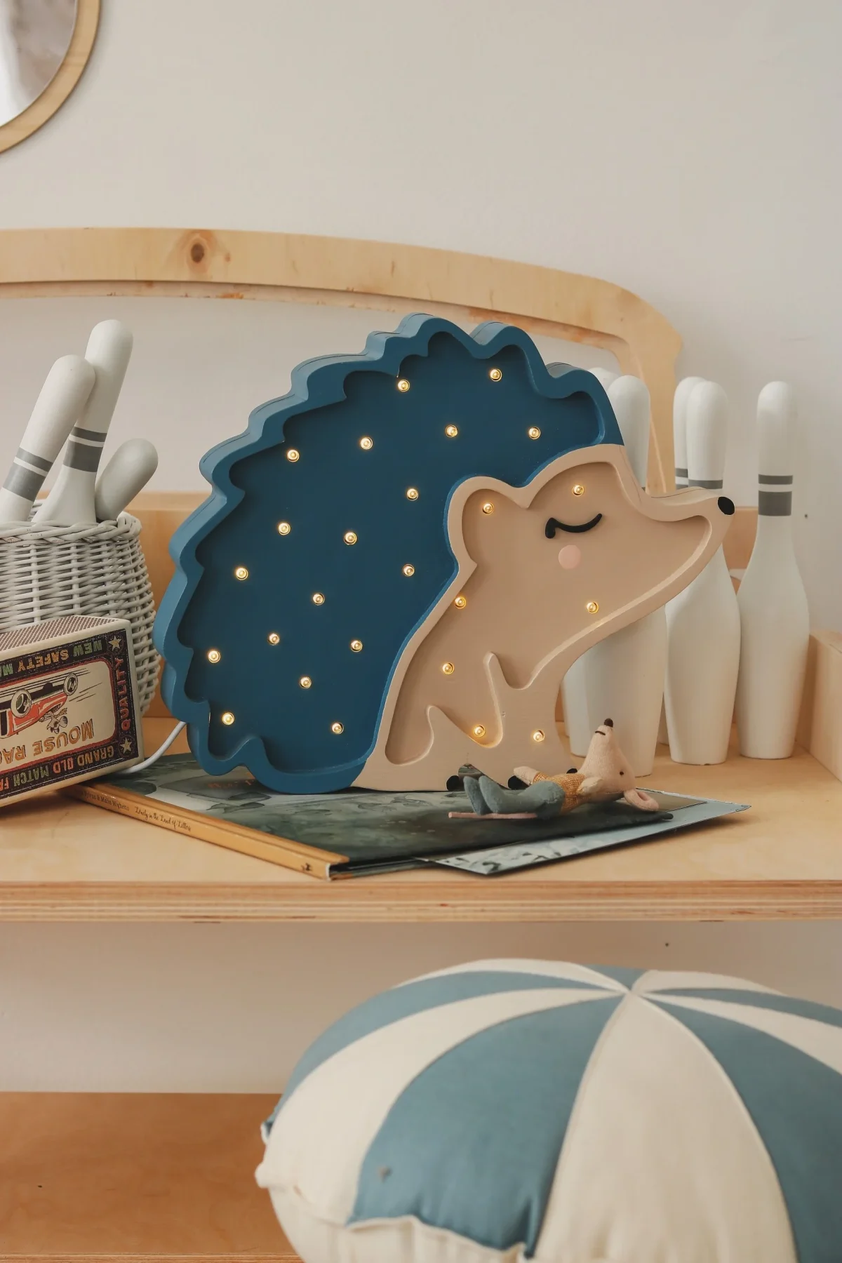 Little Lights Hedgehog — Wooden Night Light — Blue