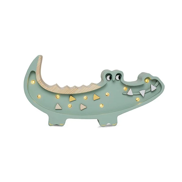 Little Lights Mini Crocodile — Wooden Night Light — Pastel Green