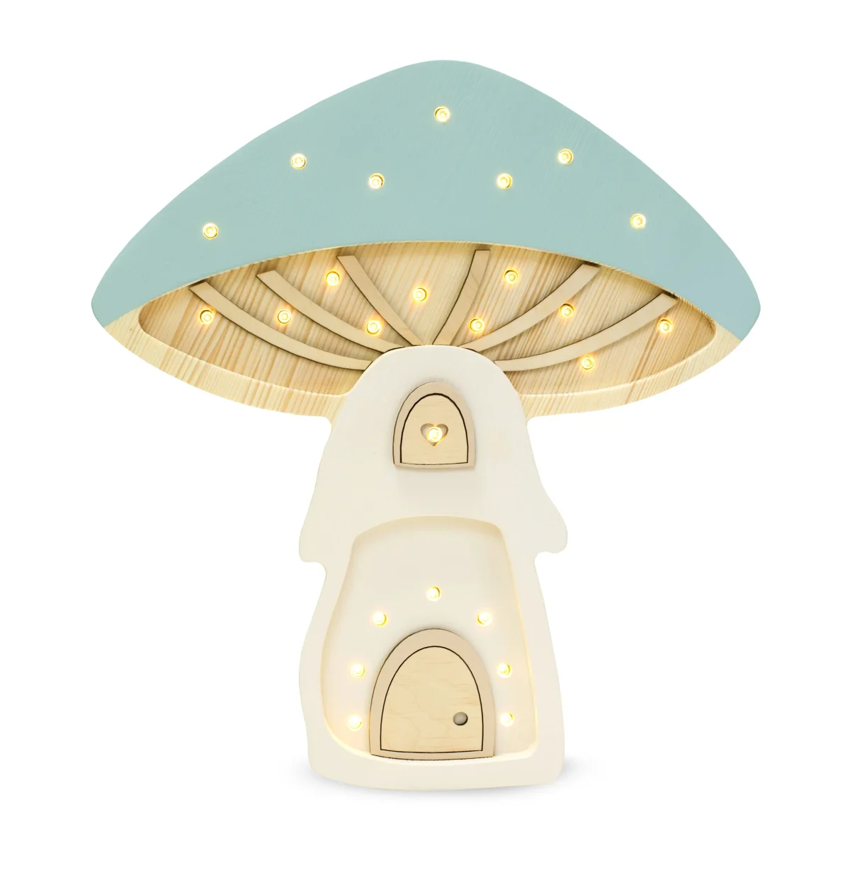 Little Lights Mushroom — Wooden Night Light — Light Blue