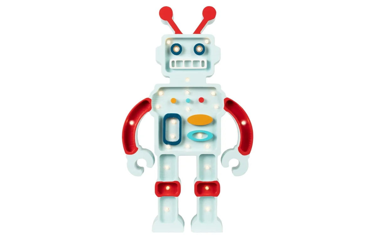 Little Lights Robot — Wooden Night Light — Light Blue