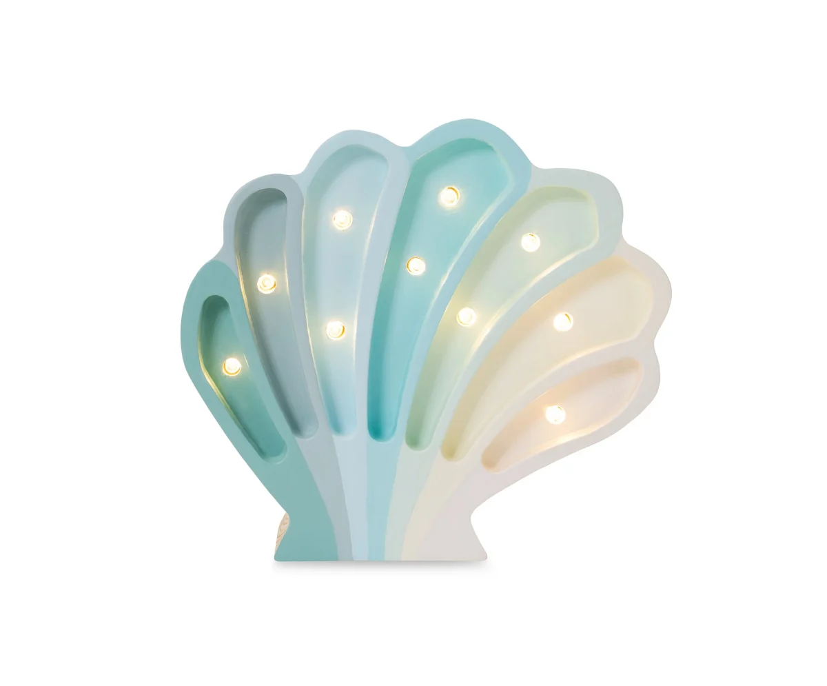 Little Lights Seashell — Wooden Night Light — Blue