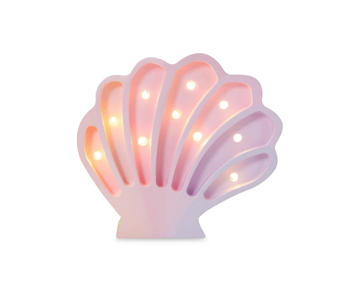 Little Lights Seashell — Wooden Night Light — Pink