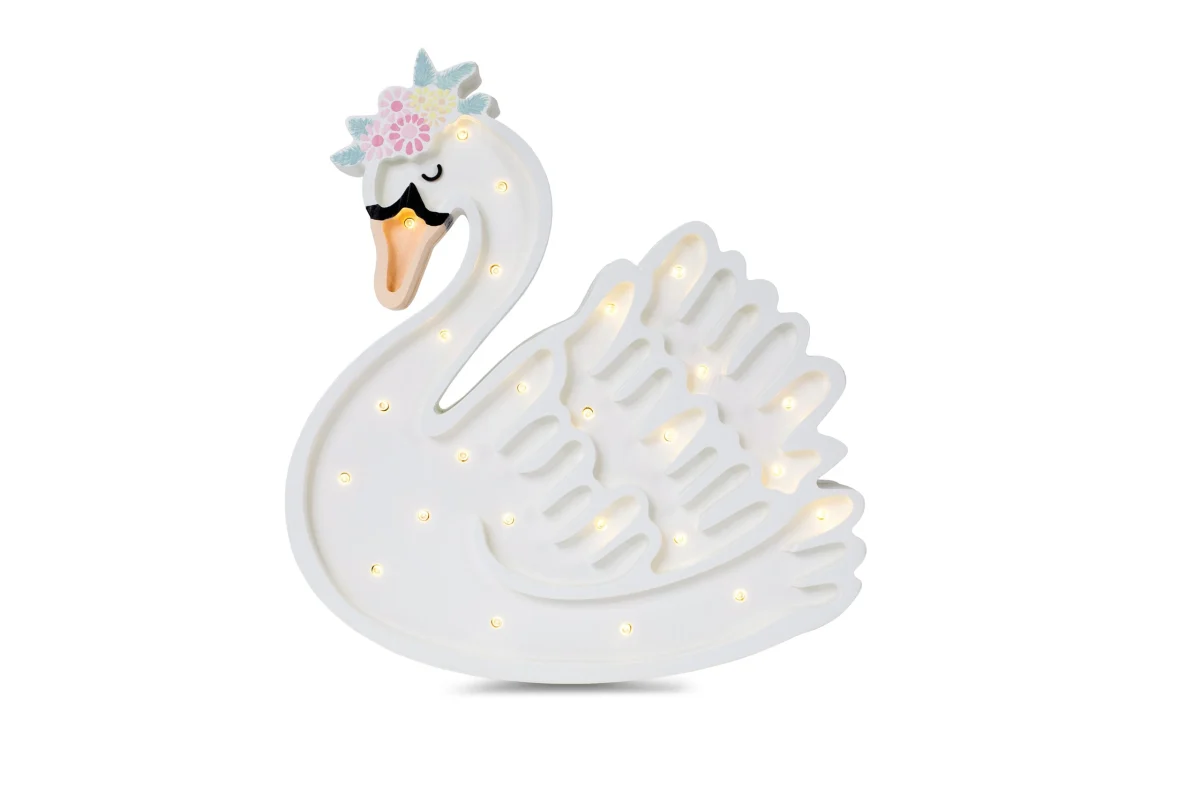 Little Lights Swan — Wooden Night Light — White