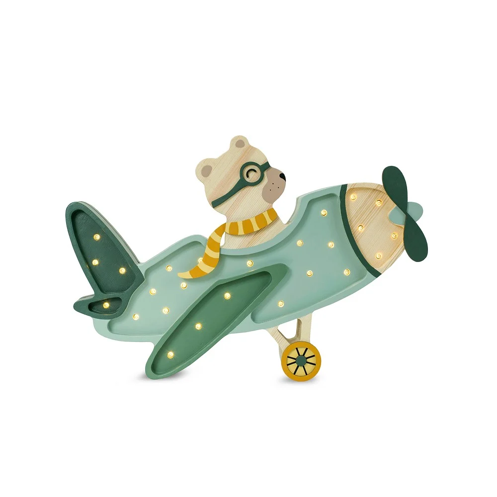 Little Lights Vintage Aircraft — Wooden Night Light — Green