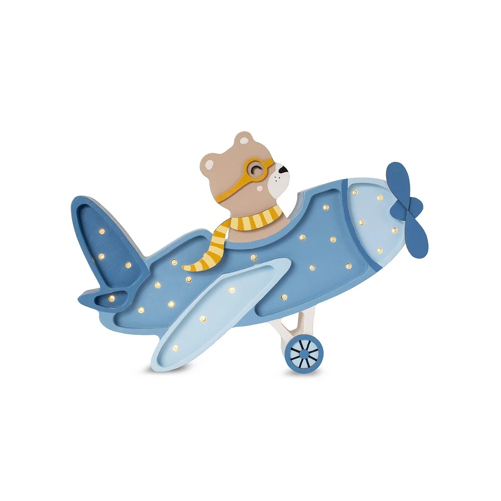 Little Lights Vintage Aircraft — Wooden Night Light — Blue