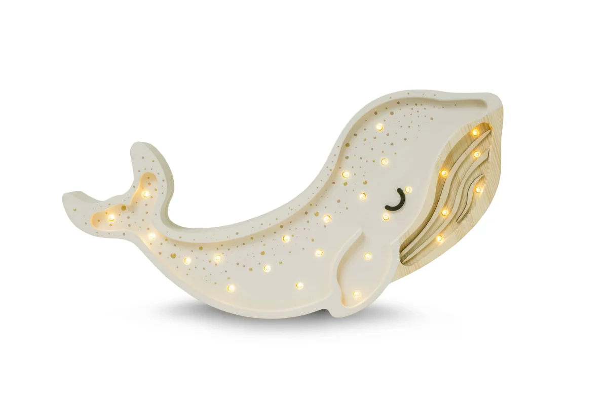 Little Lights Whale — puidust öölamp — Valge