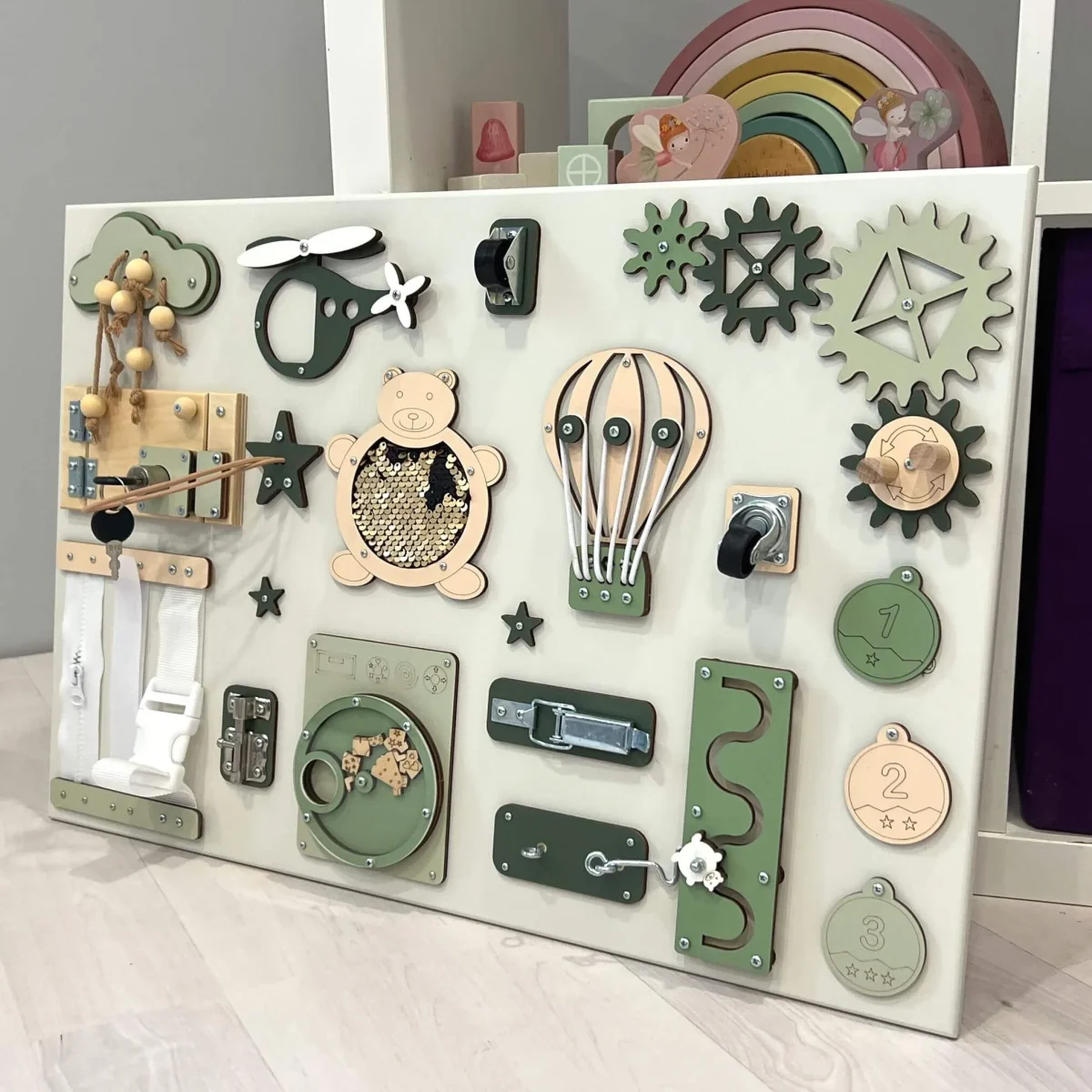 Montessori Busy Board, 40 × 60 cm — Green