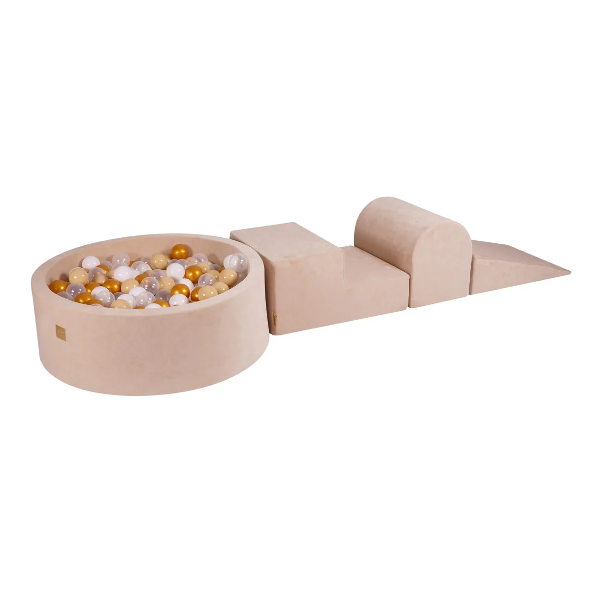 Velvet Playset with Ball Pit, Gold/Beige/White/Clear Balls