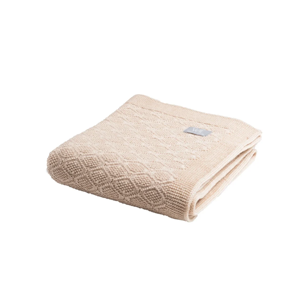 Merino wool baby blanket HAPPINESS — Beige