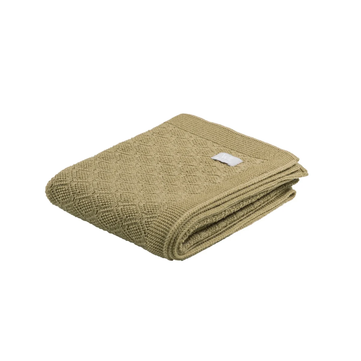 Merino wool baby blanket HAPPINESS — Green Olive