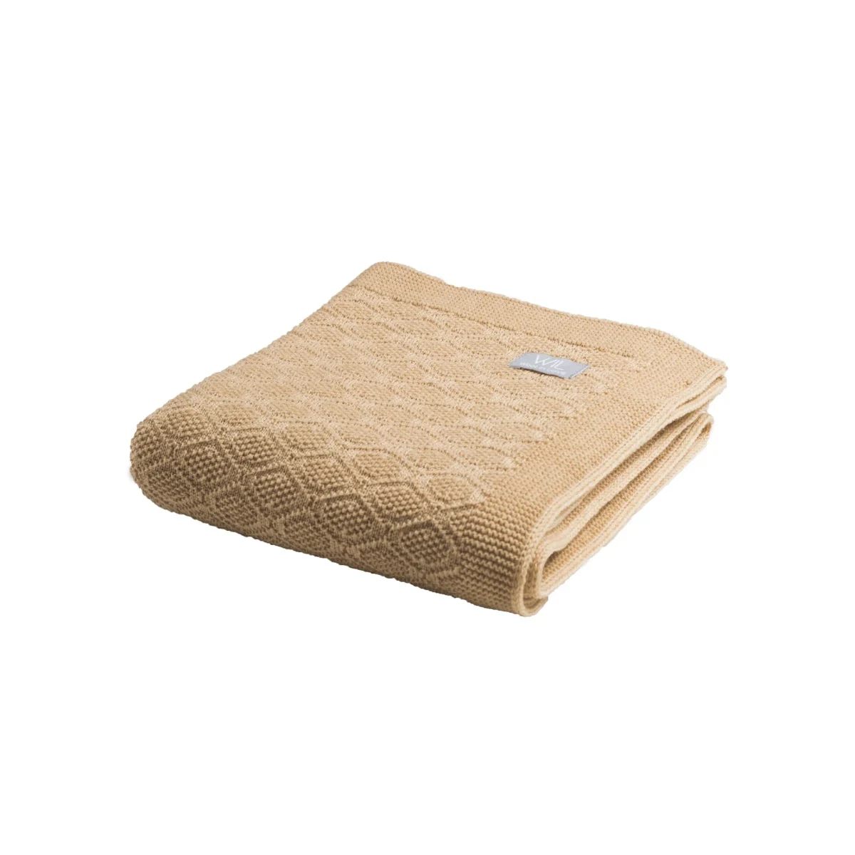Merino wool baby blanket HAPPINESS — Caramel