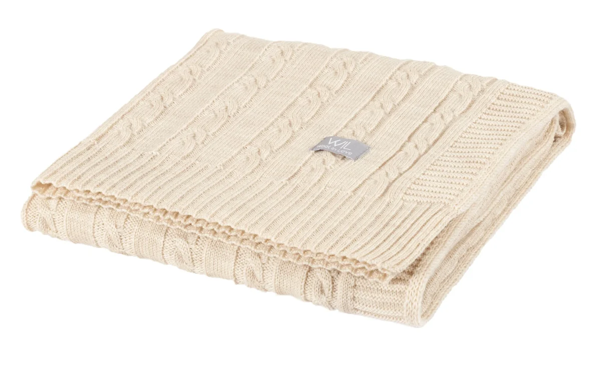 Merino wool baby blanket HOPE — Beige