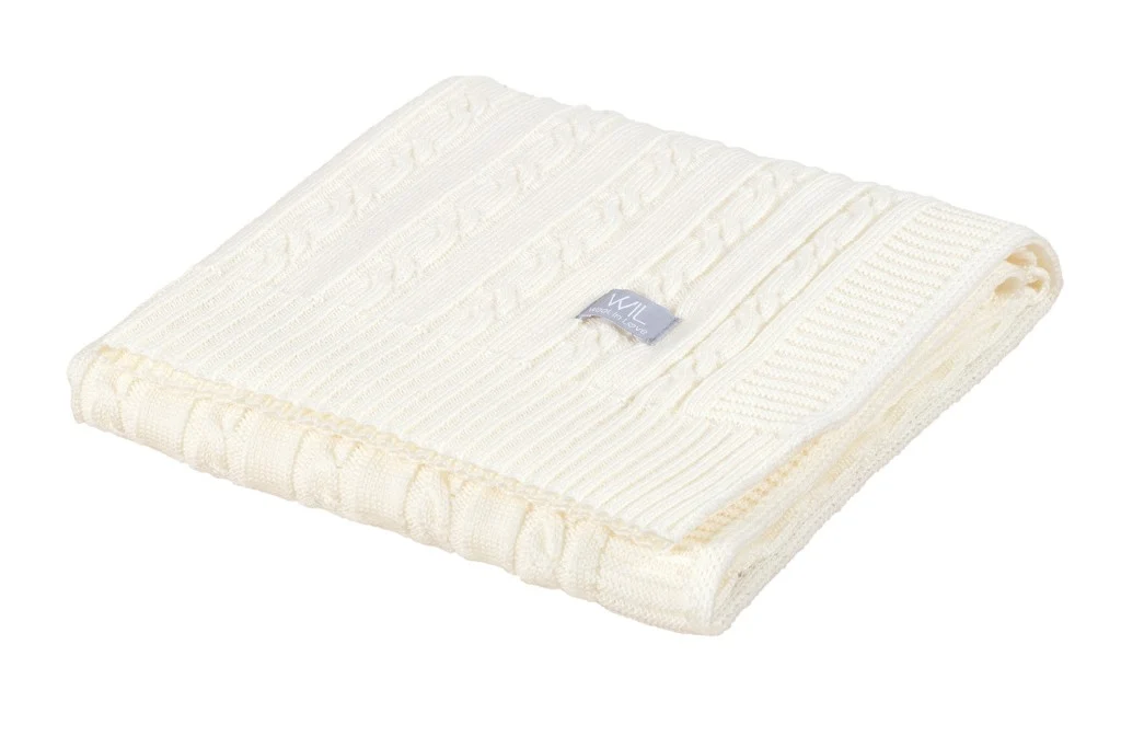 Merino wool baby blanket HOPE — White