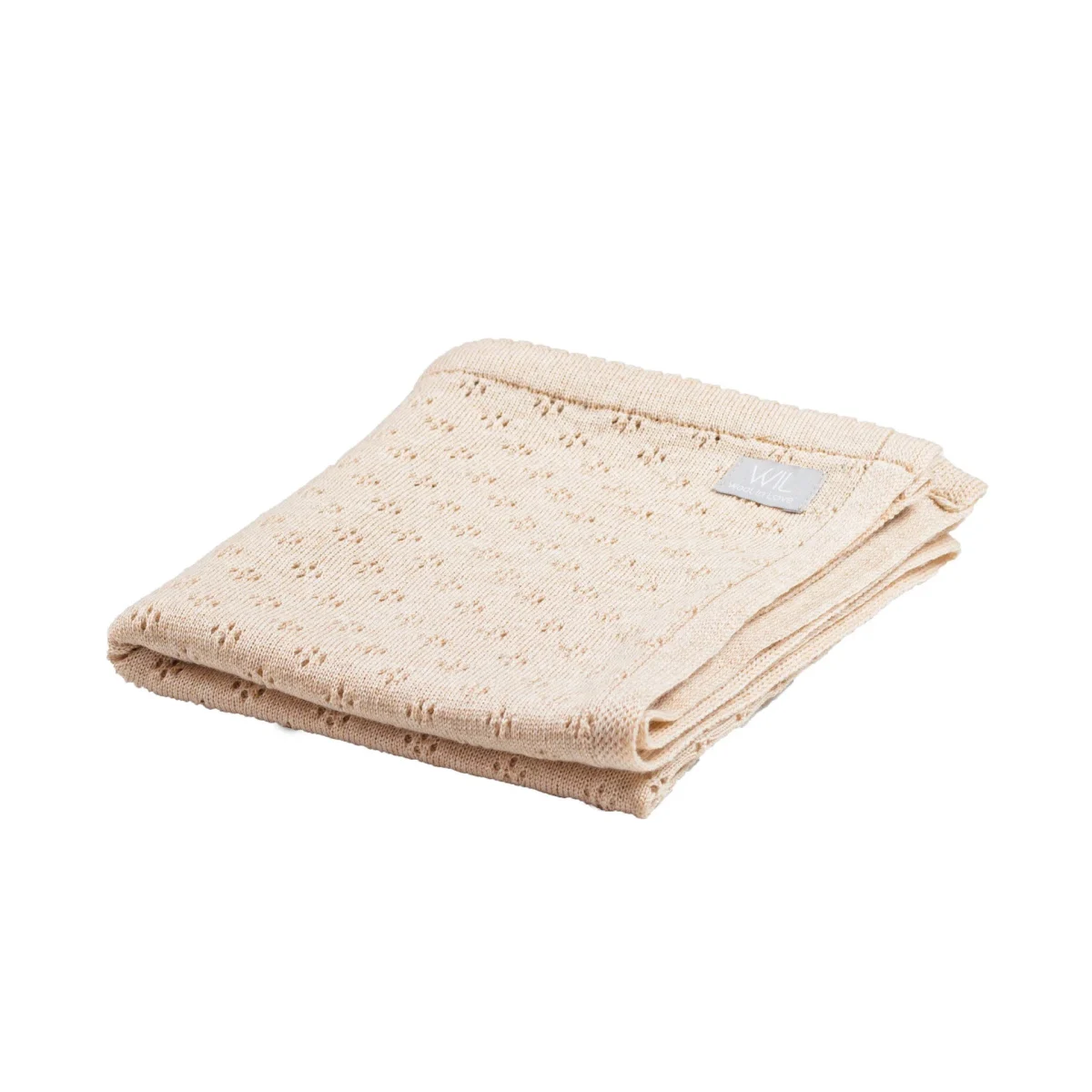 Merino wool baby blanket LOVE — Beige