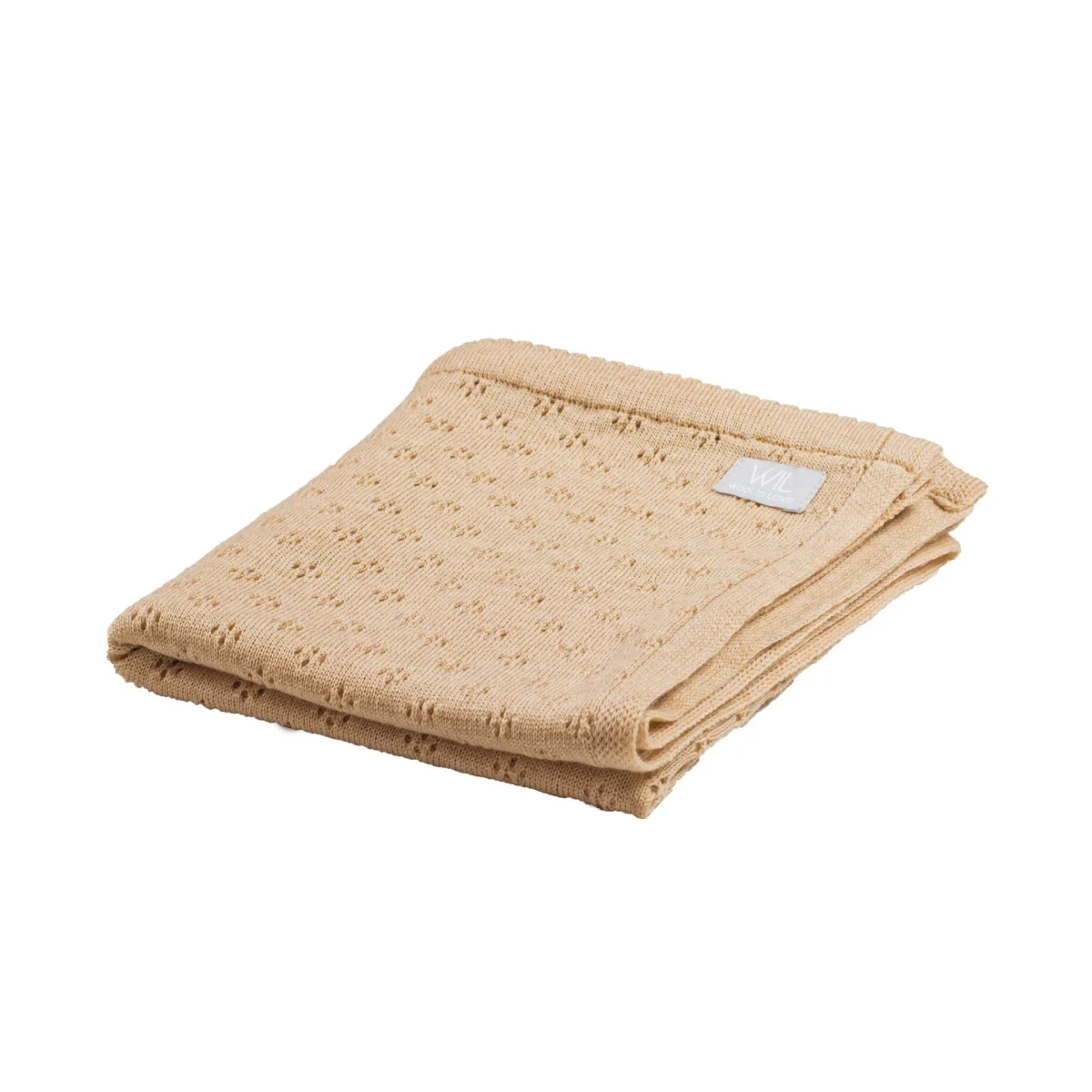 Merino wool baby blanket LOVE — Caramel