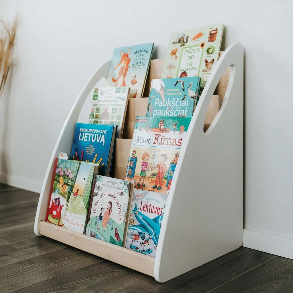 Montessori Bookshelf with Book Storage, 4 Shelves