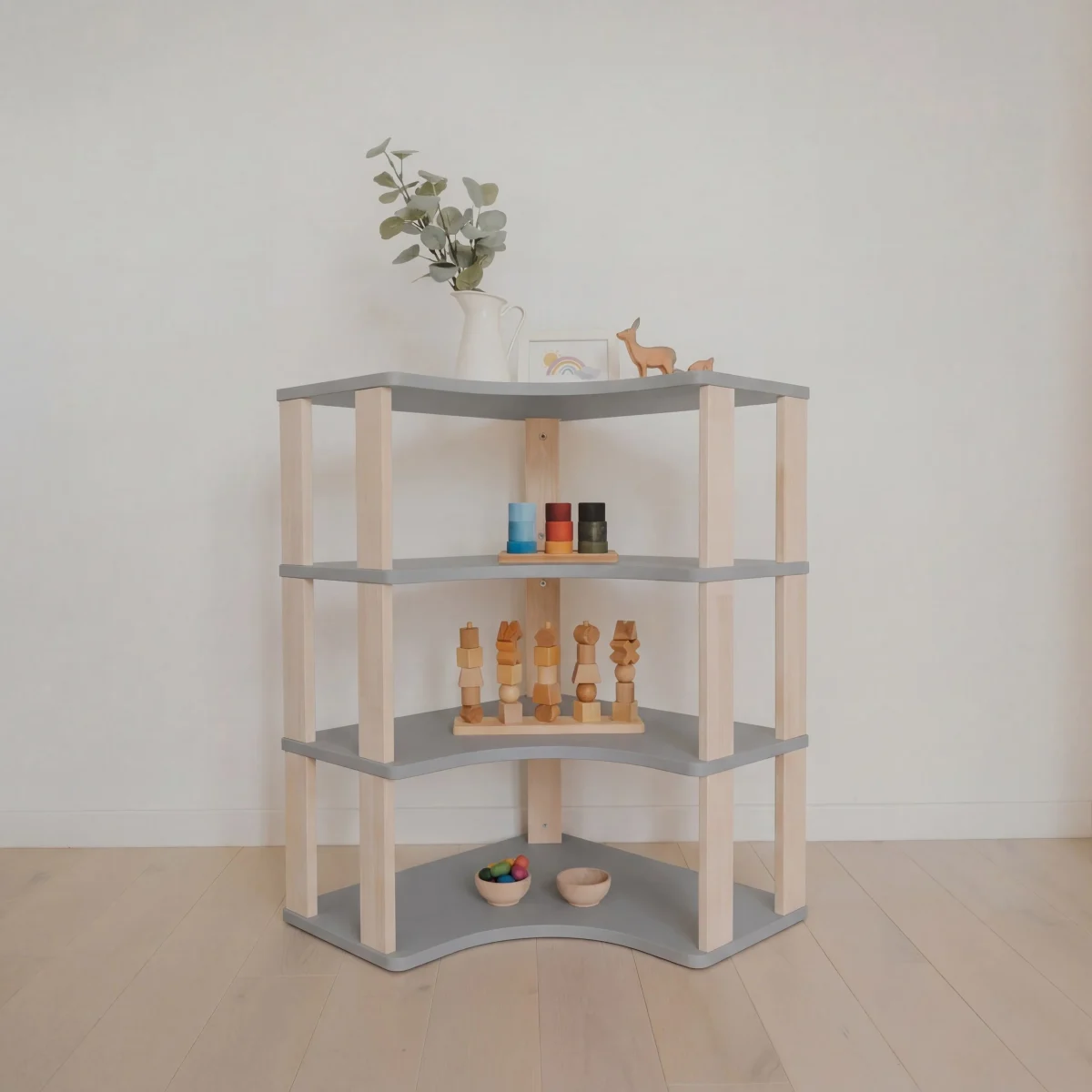 One Little Pine Corner — Modular Montessori Shelf, 2 to 4 Shelves
