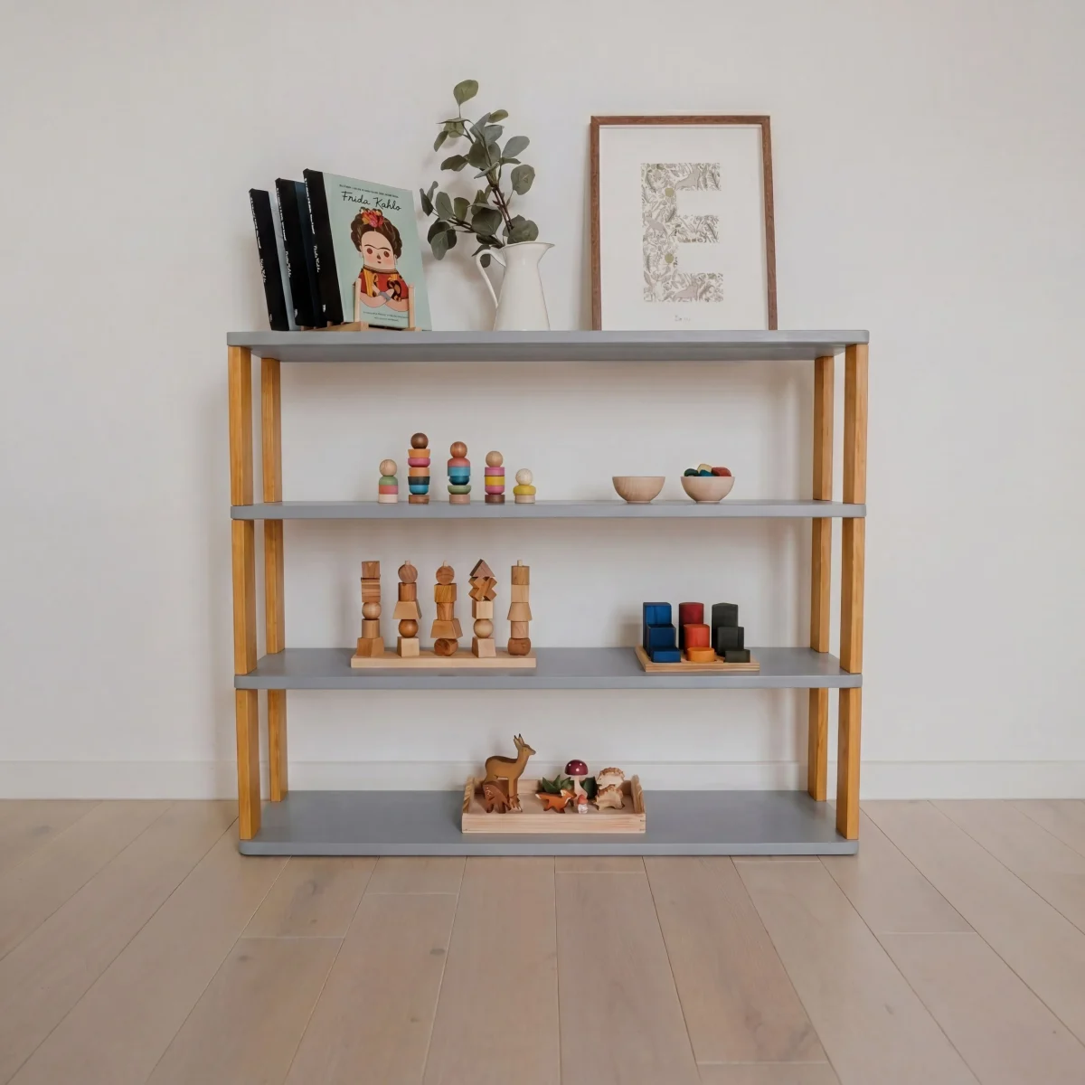 One Little Pine Straight — Modular Montessori Shelf, 100 cm Wide