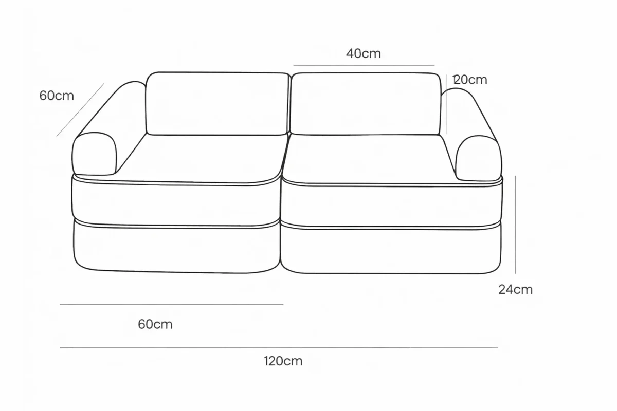 Modular Corduroy Play Sofa 120 cm, photo 3