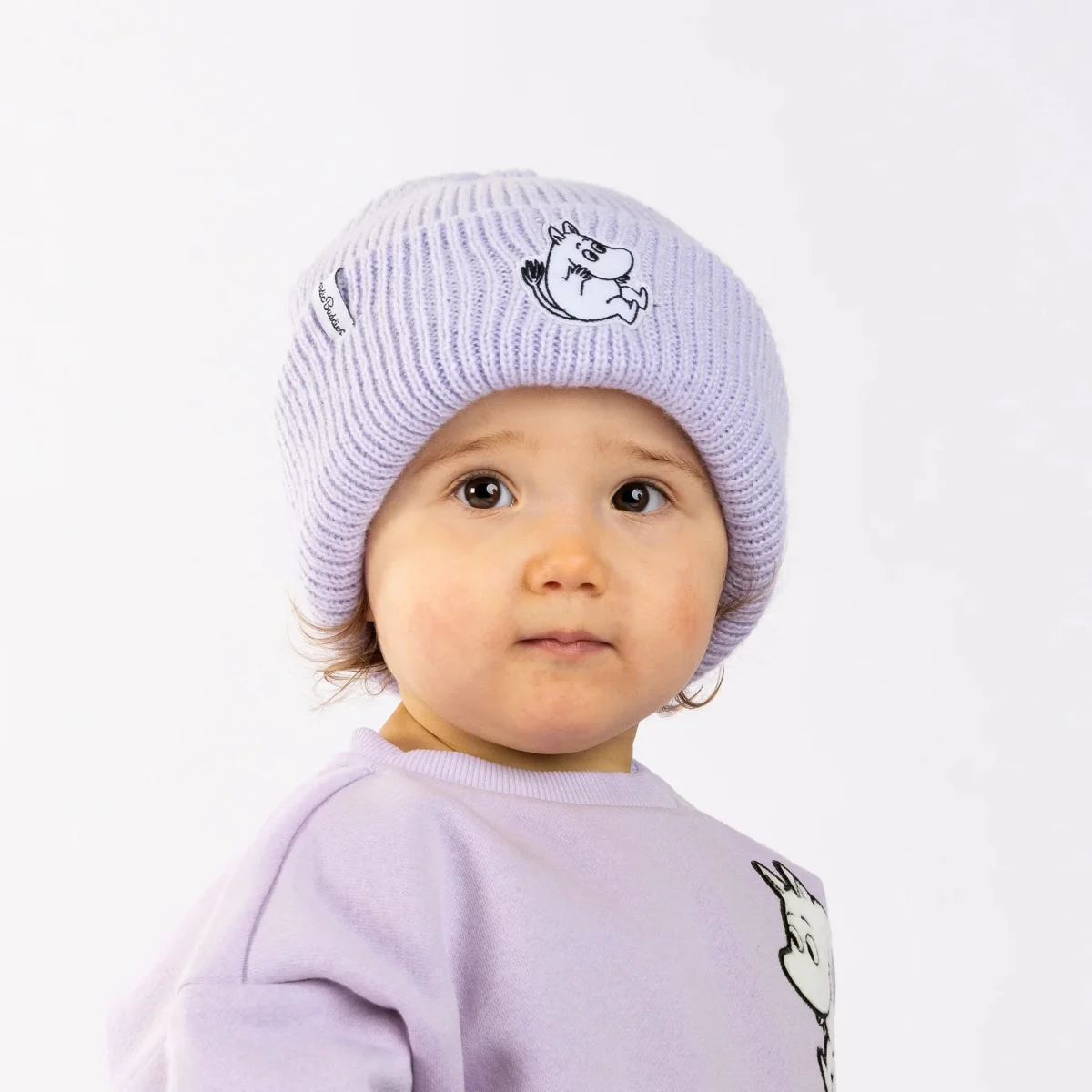 Kids Beanie with Moomintroll Felt Patch — Lavender