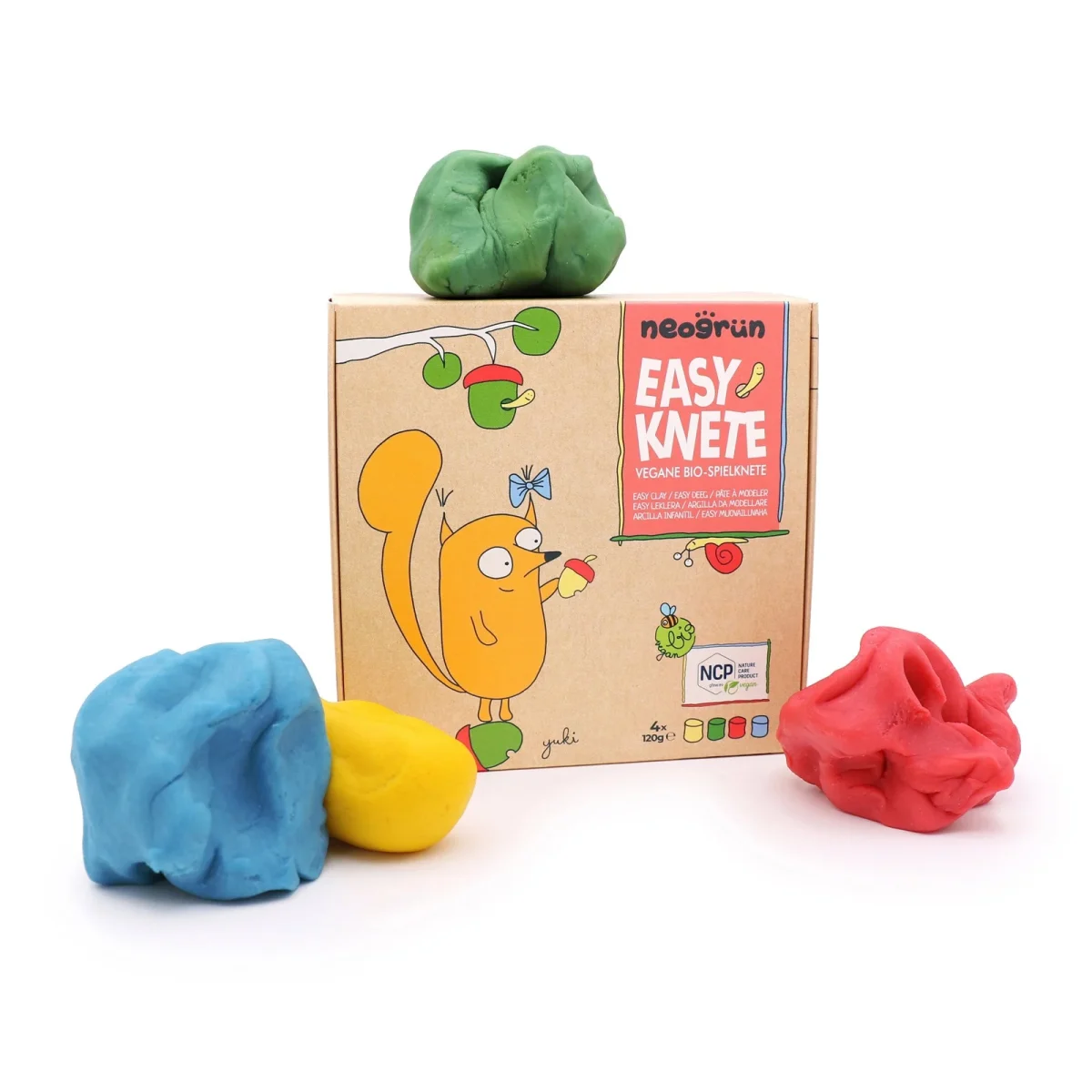 Easy Clay Soft Modelling Dough Set, 4 × 120 g — Yellow, Green, Red, Blue