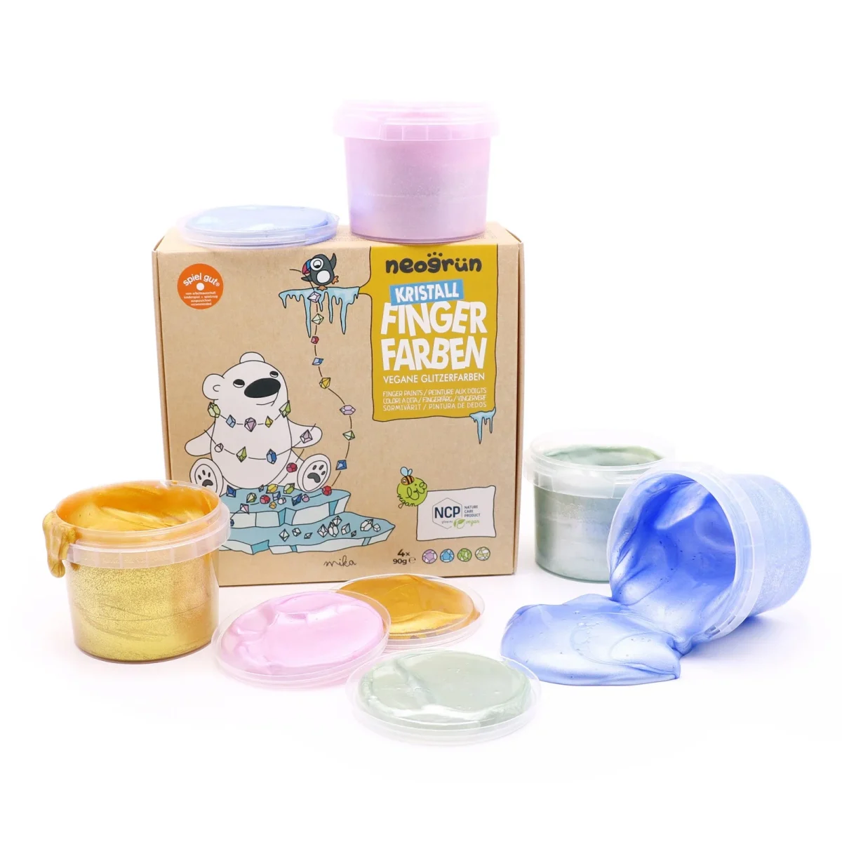 Neogrün Organic Glitter Finger Paint Set 4 × 90g, photo 5