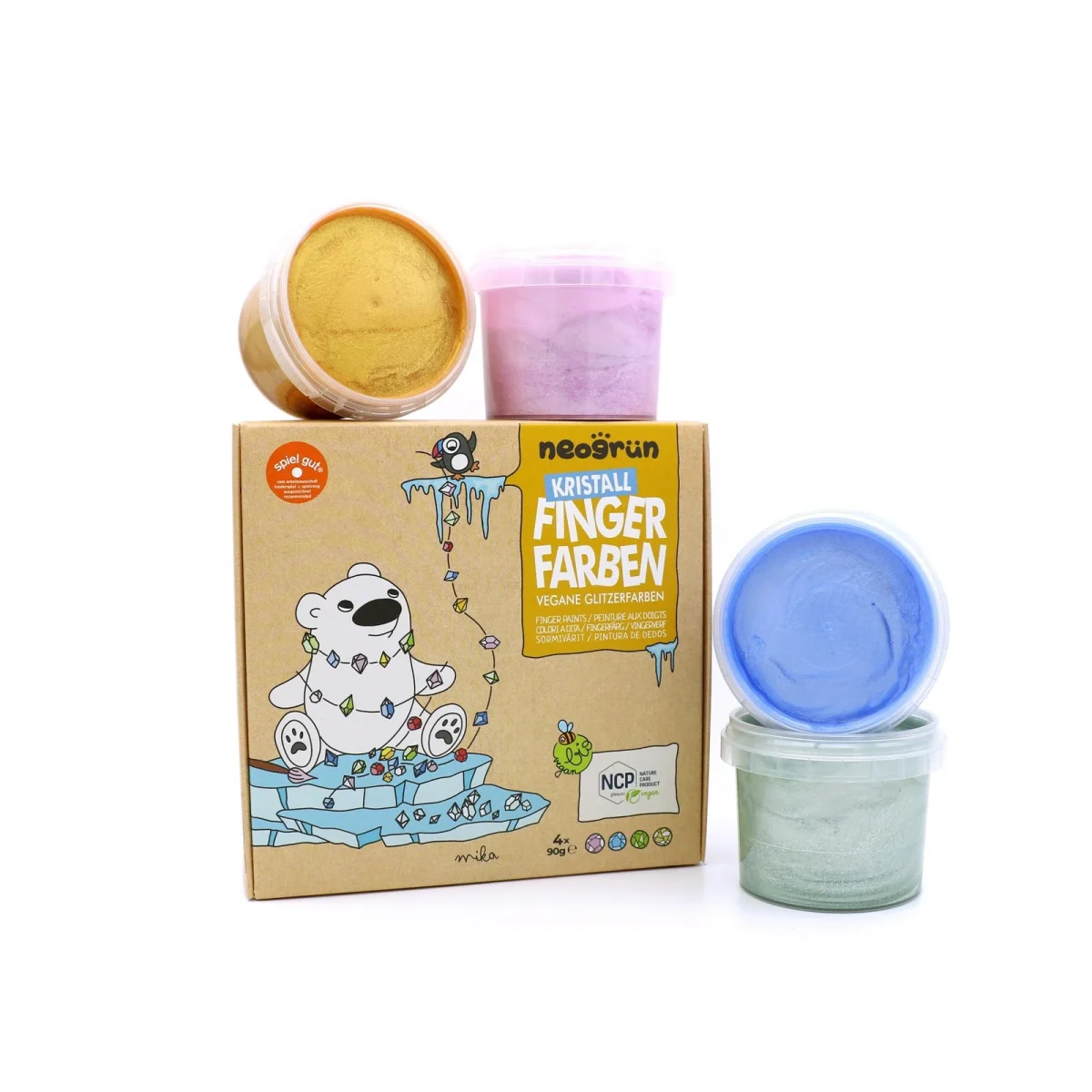 Neogrün Organic Glitter Finger Paint Set 4 × 90g, photo 6