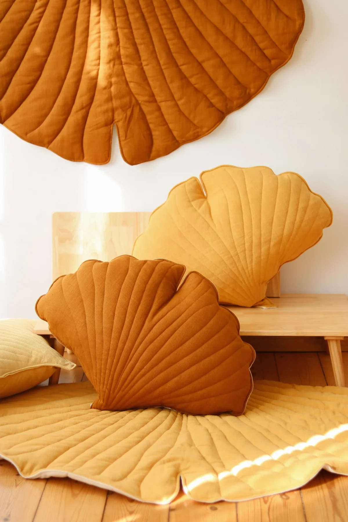 Ginkgo Leaf Playmat in Cotton and Linen, 110 × 120 cm, photo 5
