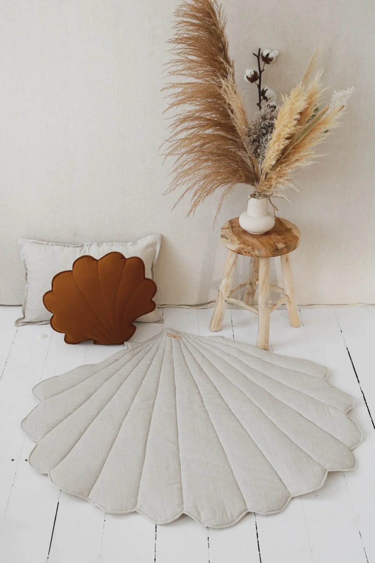 Organic Cotton and Linen Shell Playmat, Sand, photo 7