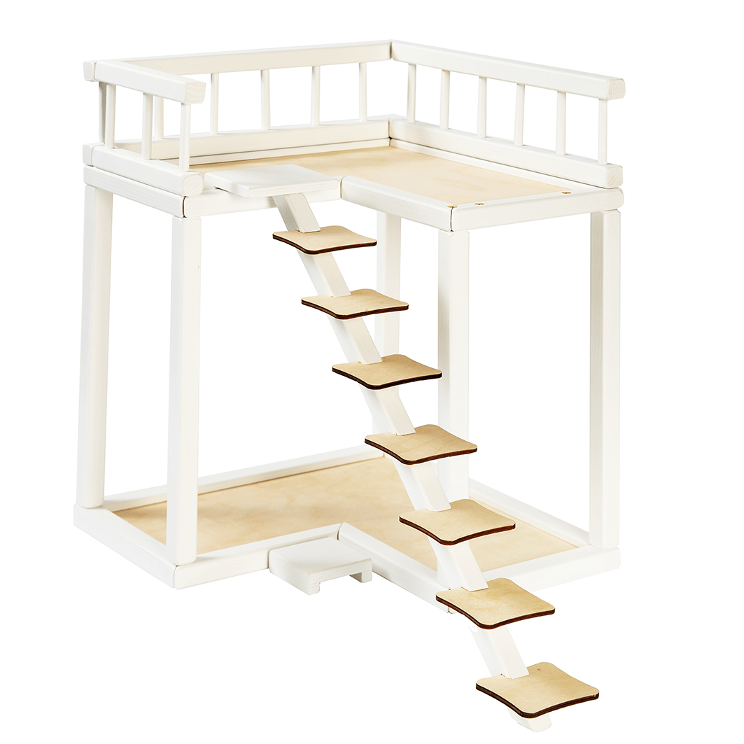 Wooden Dollhouse Balcony, White or Pink