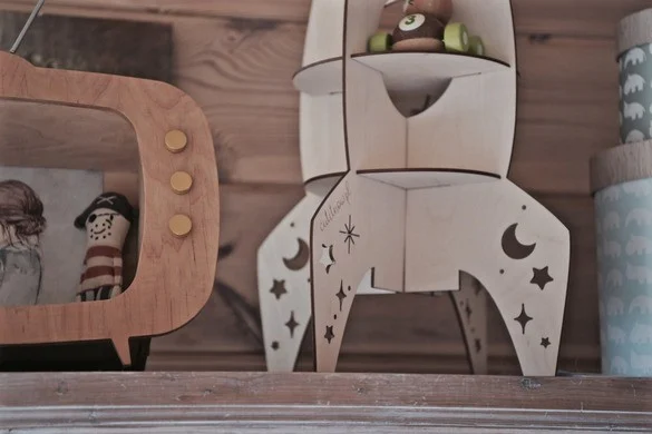 Rocket-Shaped Plywood Shelf with Cut-Out Stars, photo 4