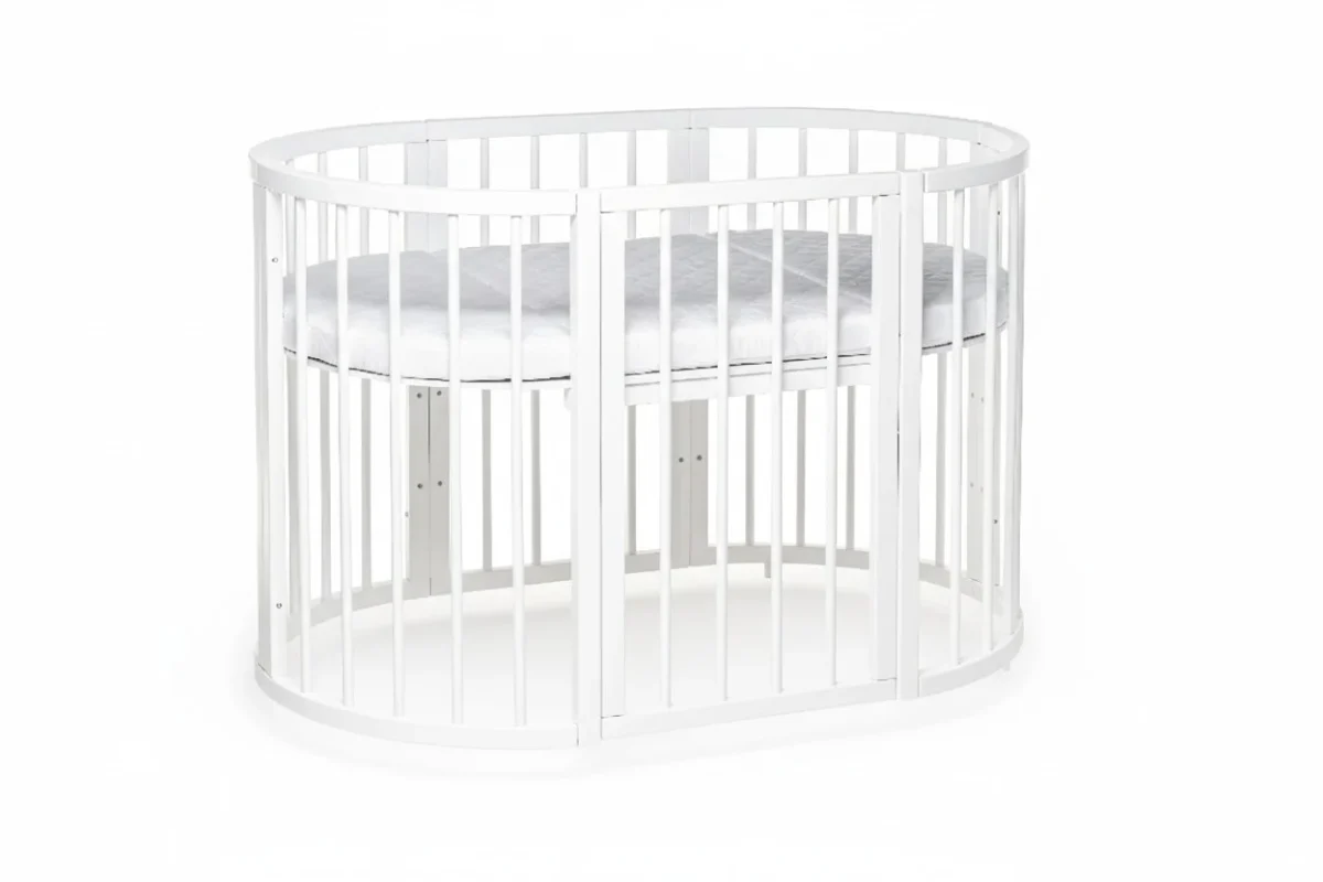 KOTTO OLIN — Round Beech Crib with Transforming Mattress