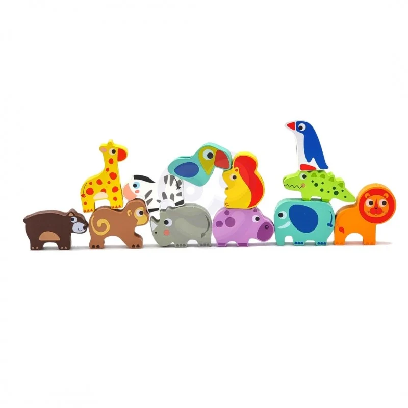 Safari Threading Blocks, Wooden, 12 pcs
