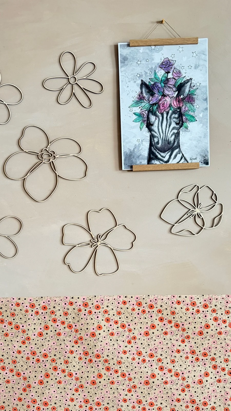 Set of 6 Wooden Flowers Wall Decoration, photo 4