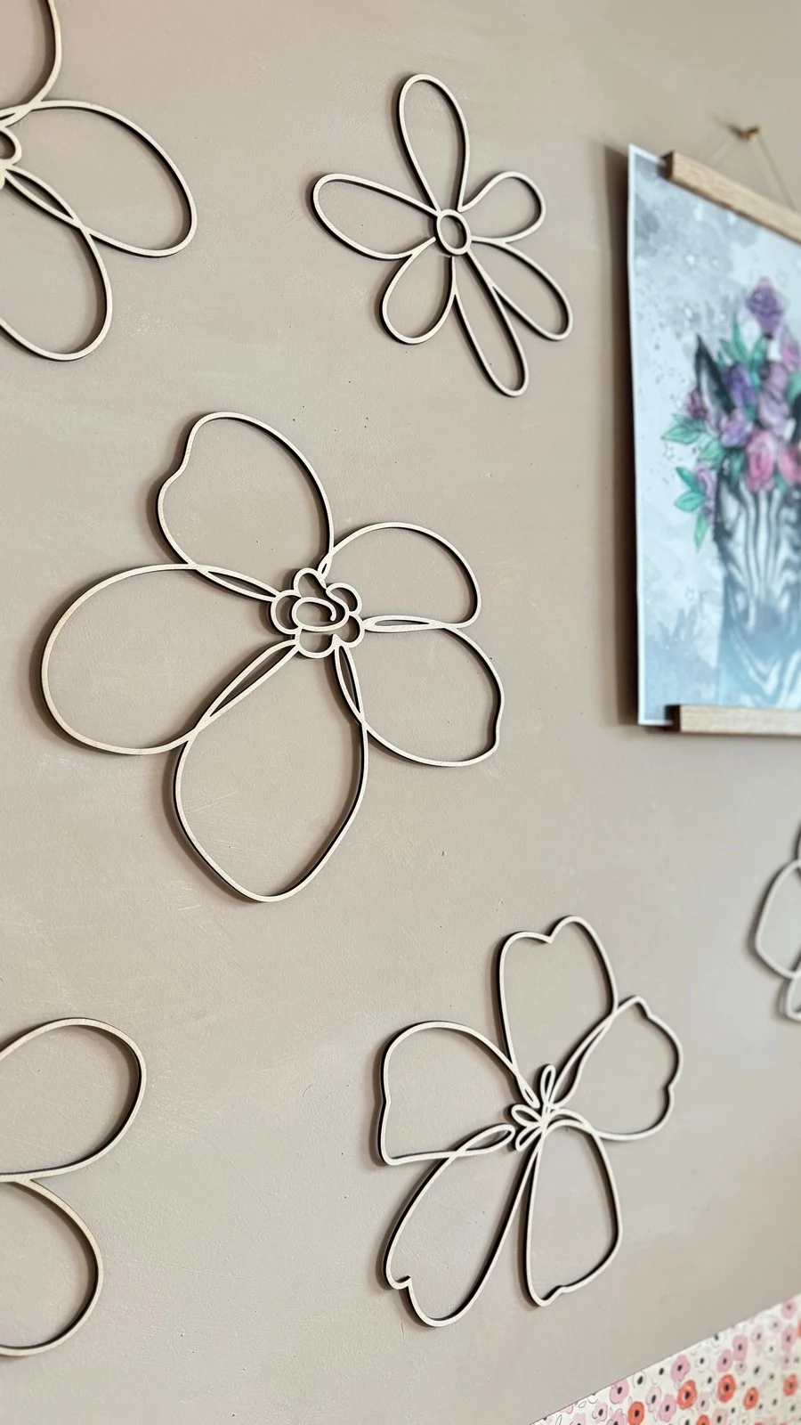 Set of 6 Wooden Flowers Wall Decoration, photo 6