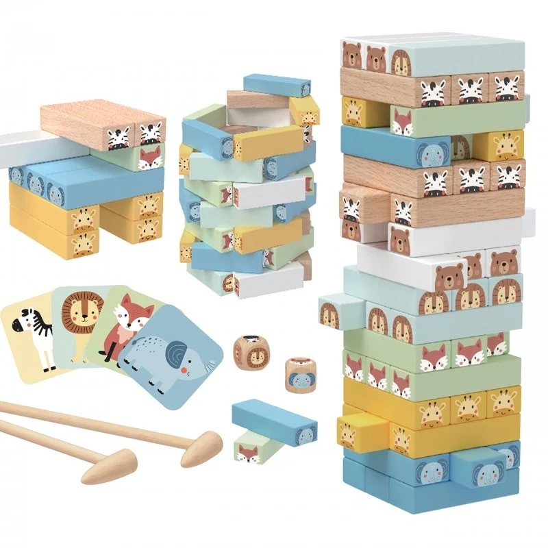 Shaky Tower Skill Game with Animals