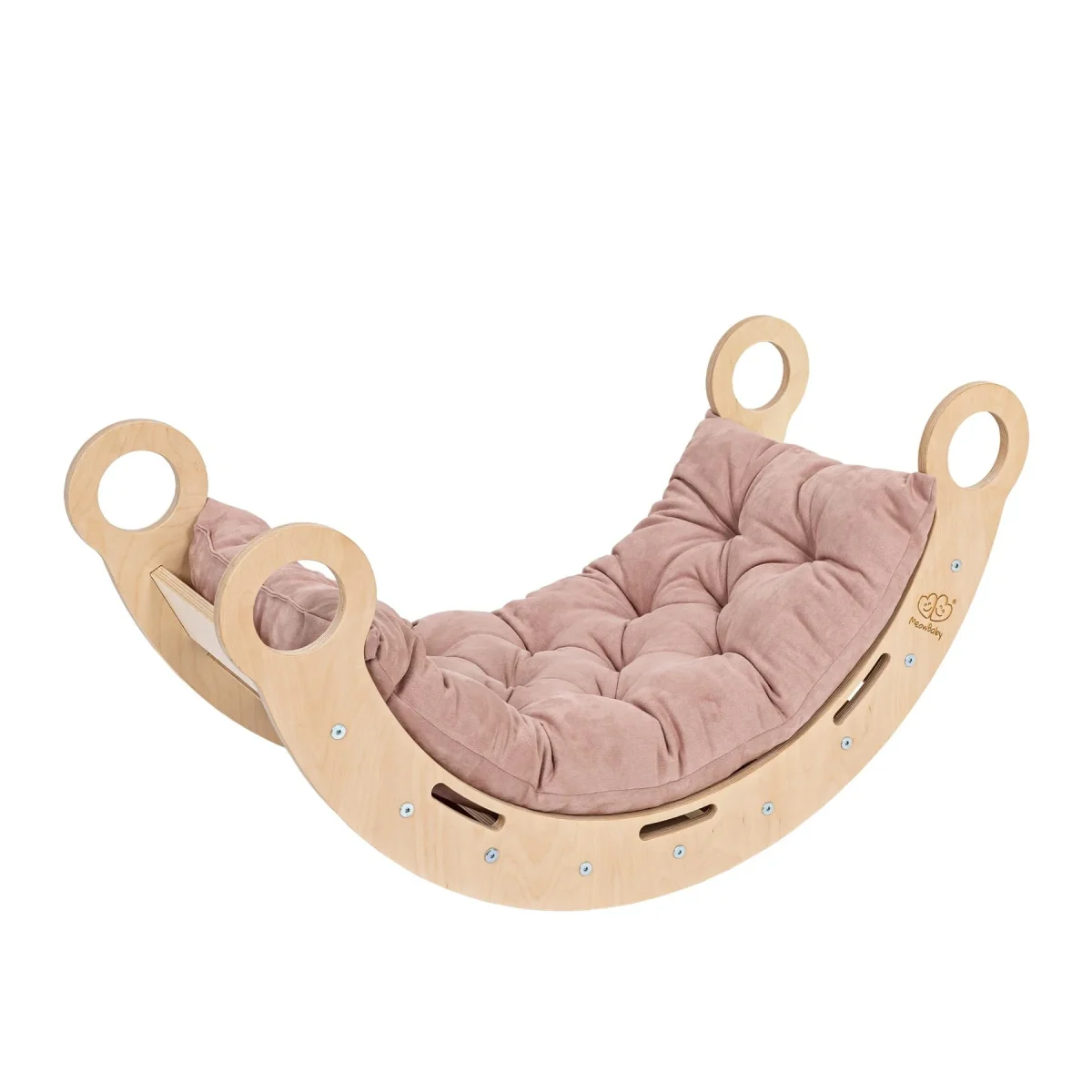 MeowBaby Snug Rocker — 4-in-1 Rocker in Birch Plywood with Pillow, photo 2