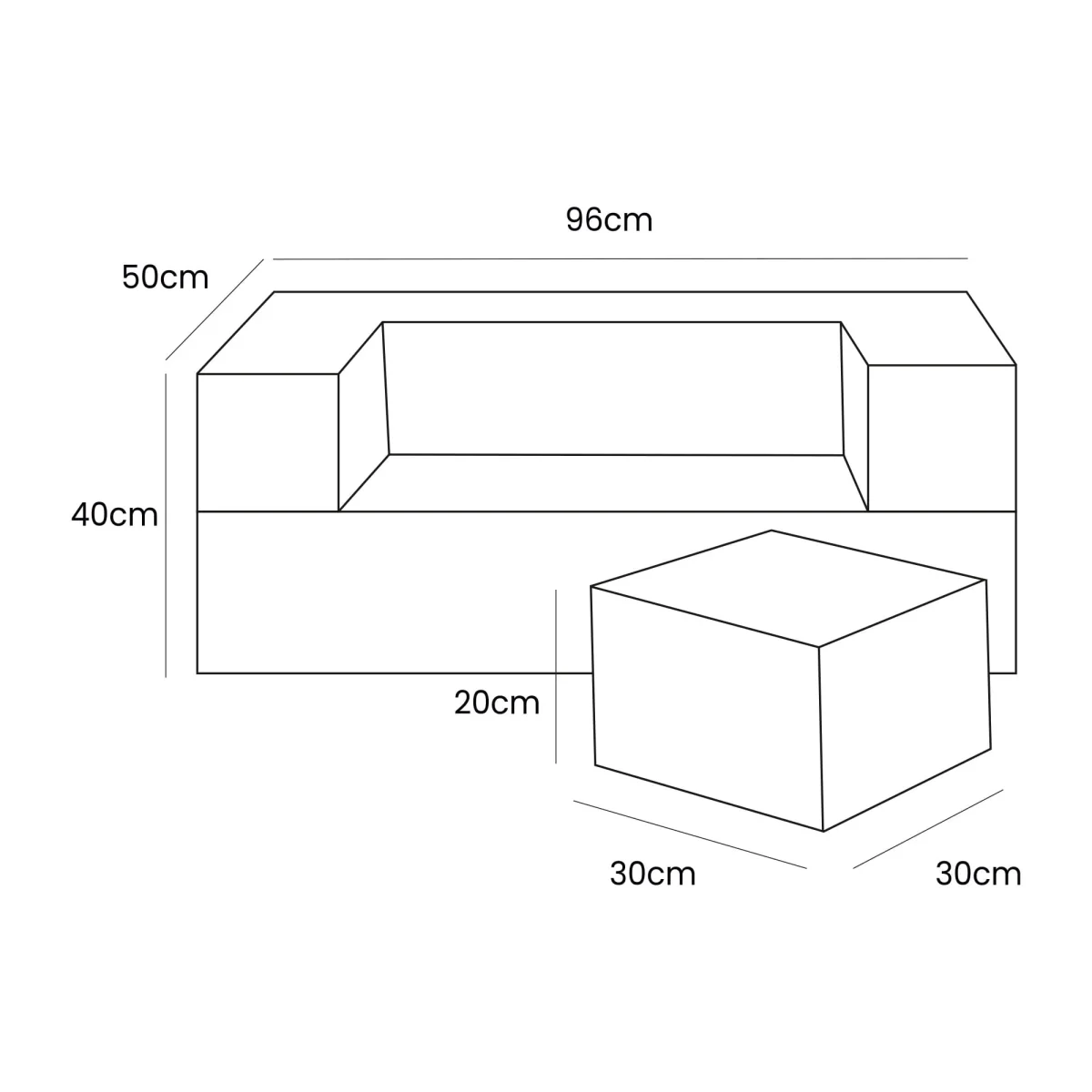 Soft Corduroy Cube Sofa with Two Poufs, photo 7