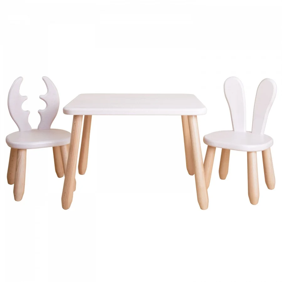 Beech Table with Two Chairs