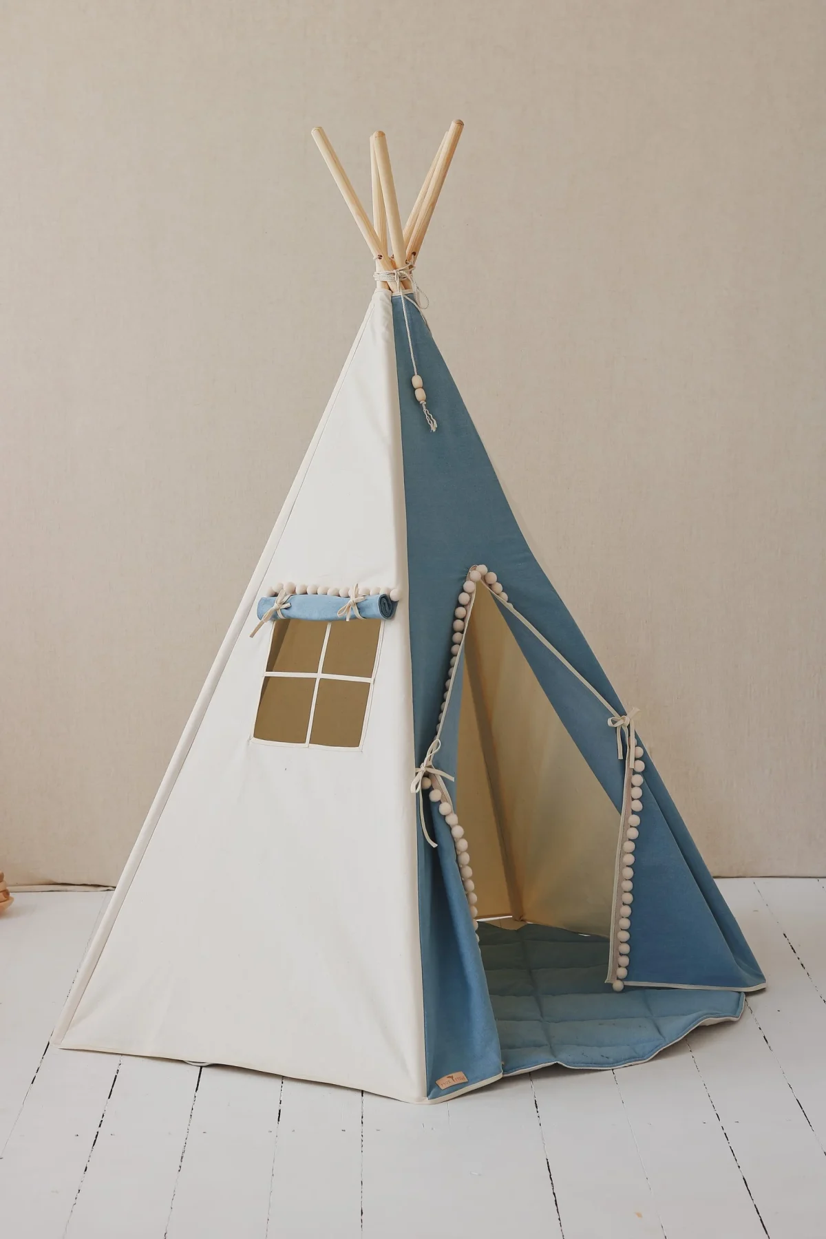 Cotton Teepee Tent with Window and Pine Poles, photo 3