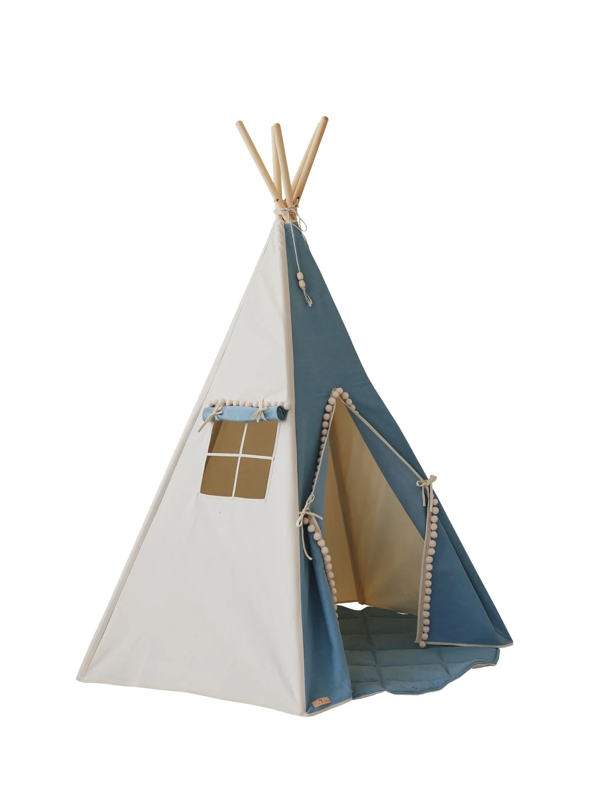 Cotton Teepee Tent with Window and Pine Poles
