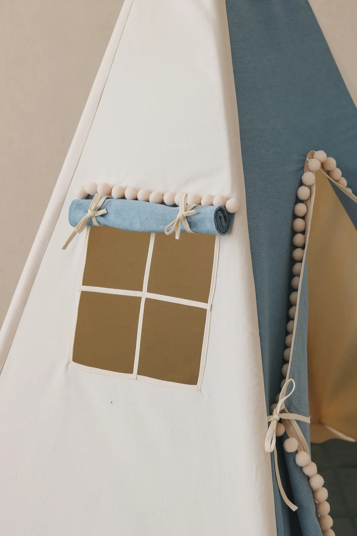 Cotton Teepee Tent with Window and Pine Poles, photo 2
