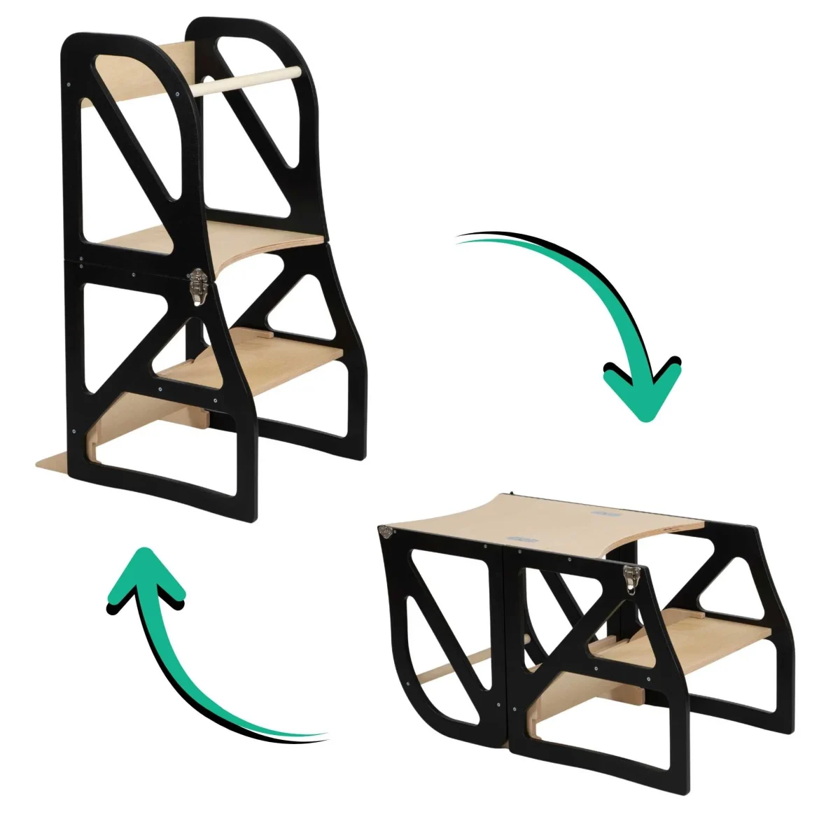 leg&go Securestep — Kitchen Tower, Folds into Table and Chair — black