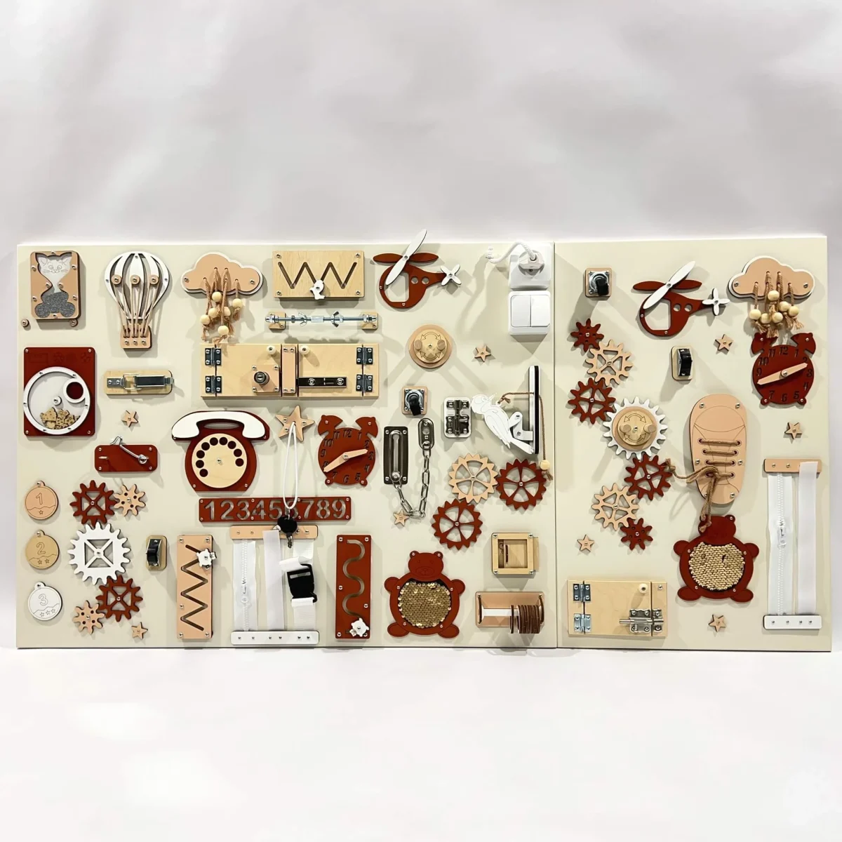 Two-Piece Wall Busy Board, 60 × 80 + 60 × 39 cm — Red